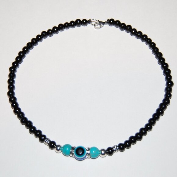 Evil Eye Necklace,Evil Eye Wooden and Stone Beads,Hamsa Necklace - Picture 3 of 3